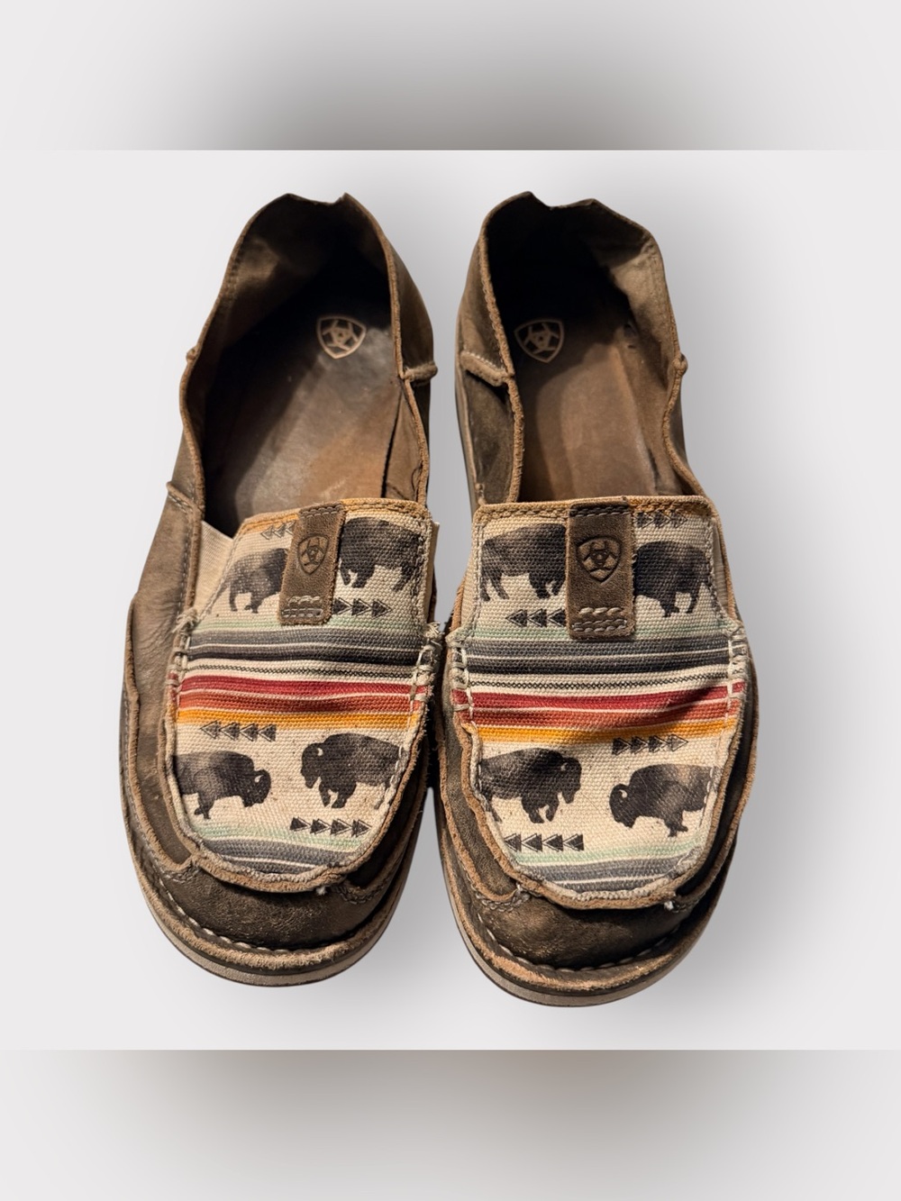 Ariat Women’s 11 Cruiser Buffalo Print Leather Slip On Loafers Western Shoes